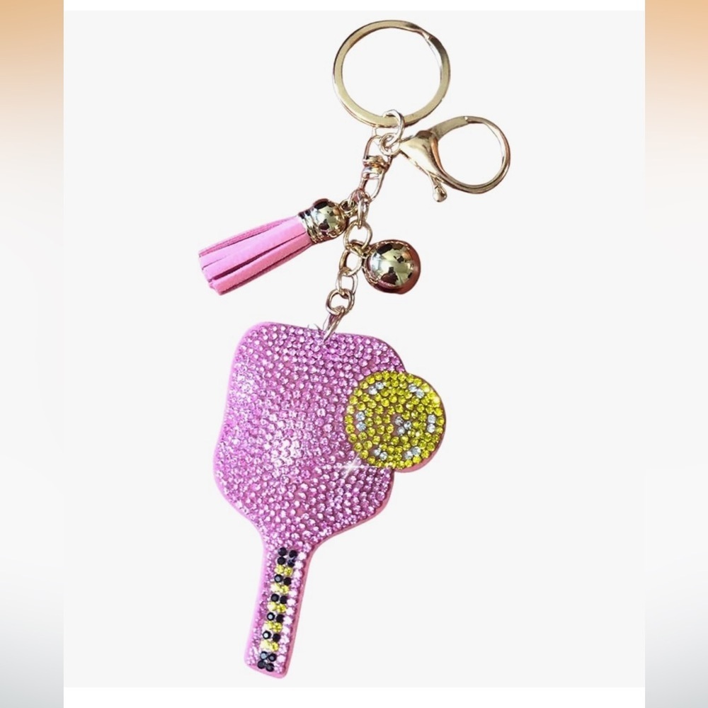Pink Pickleball Rhinestone Keychain/purse charm!! - Picture 1 of 4